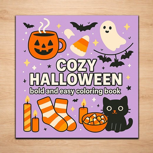 Cozy Halloween Coloring Book: Spooky-cute Ghosts & Witches (PDF Download) - Etsy