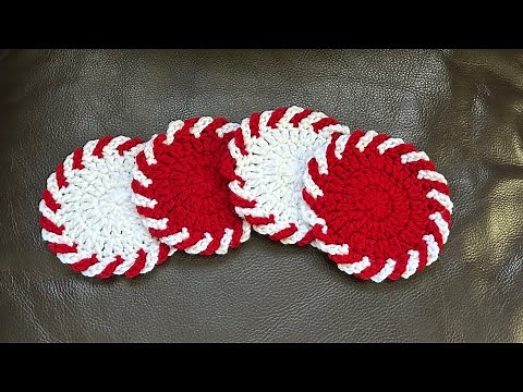 Easy Peppermint Coasters ~ Make Them In Your Favorite Colors / Crochet