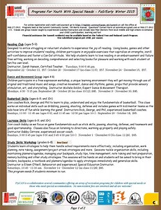 Special Needs Recreation Programs and Peer Mentor Training