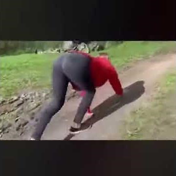 Woman walking like a dog