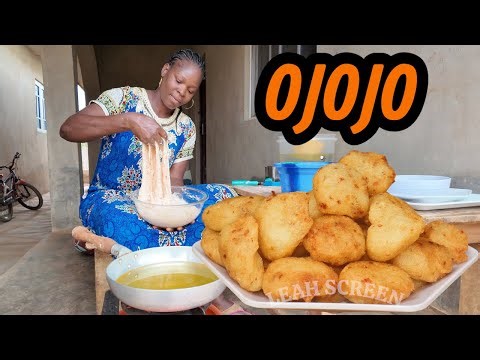 FRYING THE PERFECT OJOJO - HOW TO MAKE OJOJO RECIPE !! | WATER YAM FRITTERS RECIPE...