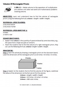 Volumes of Regular Prisms - 5.MD.3.5: Hands-On Activity & Leveled Practice