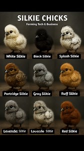 🐥 Types of Silkie Chicks by Color Silkie chicks come in a rainbow of hues, each with its own charm. The most common types include: - White Silkie: These chicks are born with fluffy white down and grow into elegant birds with snow-like plumage. They're a favorite in poultry shows and backyard flocks. - Black Silkie: Jet-black from head to toe, these chicks often have a slight green sheen in their feathers as they mature. Their contrast with blue earlobes and dark skin is striking. - Blue Silkie: