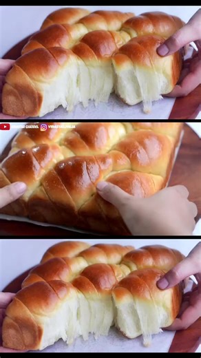 Bake Fluffy Bread At Home Without Egg, Incredibly Soft Eggless Bread. Ingredients: 115 grams of sweetened condensed milk (if you want it sweeter you can add 10-25 grams of sugar) 185 grams of milk (180 ml) 2 teaspoons yeast 355 grams of high protein flour 30 grams butter (I use salted butter) 1/2 teaspoon salt • Mix 1 tablespoon butter and 1 teaspoon honey to grease the bread while it's still hot • Weigh all ingredients for more accurate results • If the dough feels a little sticky, no need to a