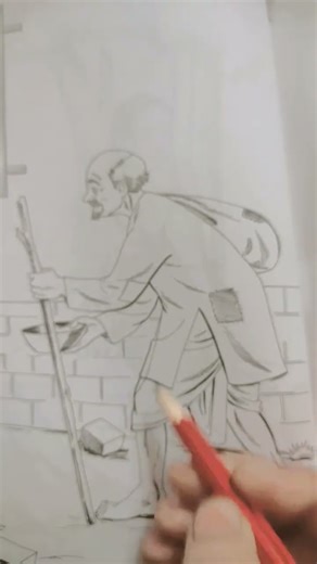 draw old poor man #drawing #shorts