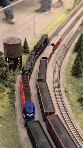 N Scale Coal Trains passing #train #modelrailroad #modelrailway
