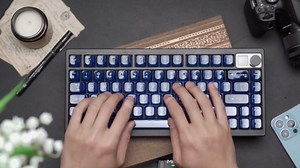 dagaladoo Dark Blue Clear keycaps,Transparent keycaps 75 Percent,Jelly keycap Set,Shine Through Key caps.,MDA Profile Keyboard Key Cap for Mx Switches Mechanical Keyboard