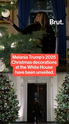 Melania Trump unveils the 2025 White House Christmas décor with the theme “Home Is Where the Heart Is,” featuring a LEGO portrait of Donald Trump, a Gold Star–themed Blue Room tree, and a gingerbread White House. More than 1,500 volunteers contributed to over 50 trees, extensive garlands, and detailed installations throughout the residence. #WhiteHouseChristmas #MelaniaTrump #HolidayDecor #Christmas2025 | Brut