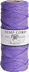 Hemptique 100% Hemp Cord Spool - 62.5 Meter Hemp String - Made with Love - No. 20 ~ 1mm Cord Thread for Jewelry Making, Macrame, Scrapbooking, DIY, & More - Lavender
