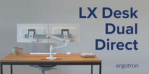 Maximize your space with the LX Desk Dual Direct Monitor Arm. Two displays pivot up and down independently providing a compact range of motion and optimal #ergonomic alignment. https://bit.ly/2DmCYRT | Ergotron