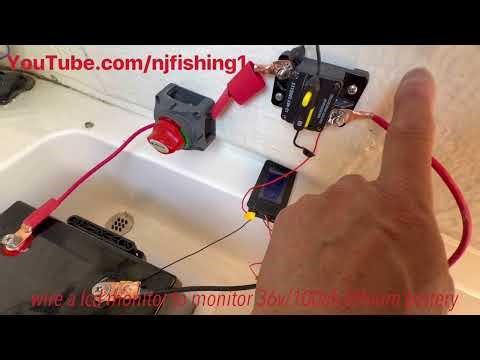my boat lithium battery lcd monitor with shunt wiring - close up look
