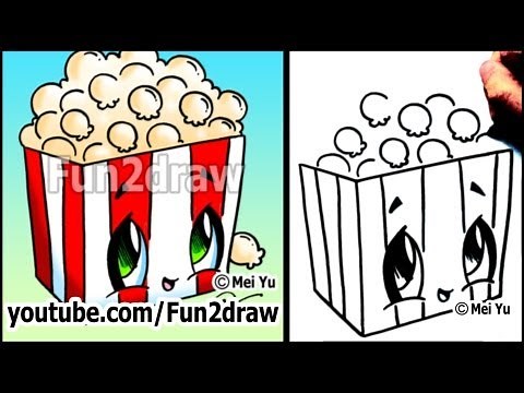 Movie Popcorn - How to Draw Toons (Easy Cartoon Art Lesson) | Fun2draw | How to Draw Kawaii Food