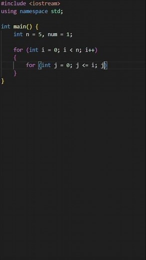 Numbers Pyramid Pattern without Reassigning | Pattern in c++ #coding #leetcode #dsa #asmr #cpp