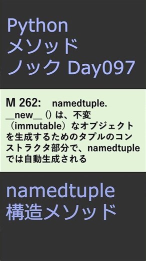 PythonメソッドノックDay097 namedtupleメソッド #プログラミング #python #method