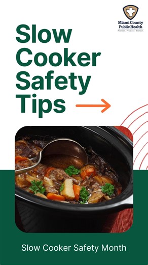 There’s nothing better than a warm, slow-cooked meal on a winter day. If you’re using your slow cooker this season, a few simple food safety tips can help keep your comfort food both delicious and safe. Swipe through for easy slow-cooking best practices straight from foodsafety.gov and enjoy every cozy bite with confidence. #SlowCookerMonth #FoodSafety #SlowCookerMeals #WinterCooking #ComfortFood #KitchenTips | Miami County Public Health