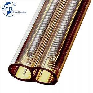[Hot Item] Fast Medium Wave Infrared Emitter Lamps Heater Twin Tube IR Lamp with Gold Reflector IR Lamp Replacement 13169/98