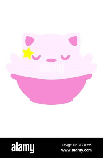 twinkling stars effect animation of cute cat pudding