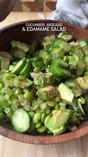 Cucumber, Avocado, and Edamame Salad with Sesame-Ginger Dressing: fast, flavorful, and filling! This salad has been on repeat this summer. It’s make-ahead friendly (perfect for weekday lunches or snacks) and ready in just 20 minutes. Recipe inspo: @kalejunkie Here’s what you need: ▢ avocado oil (or grapeseed oil) ▢ rice vinegar ▢ toasted sesame oil ▢ lower-sodium tamari or soy sauce ▢ freshly grated ginger ▢ 1 garlic clove ▢ English or Persian cucumbers ▢ shelled edamame ▢ avocado ▢ green onion 