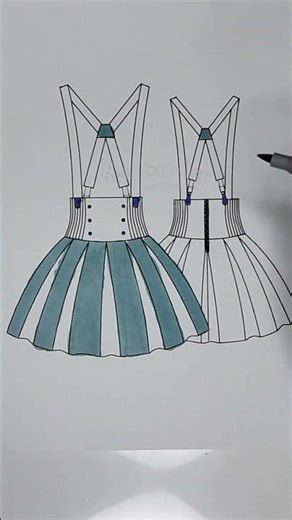 ✨ Coloring a Cute Dress Design | Fashion Sketch ✨ #coloring #art