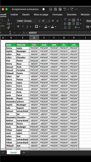 Repérer les ABSENTS sur Excel avec la MISE EN FORME CONDITIONNELLE