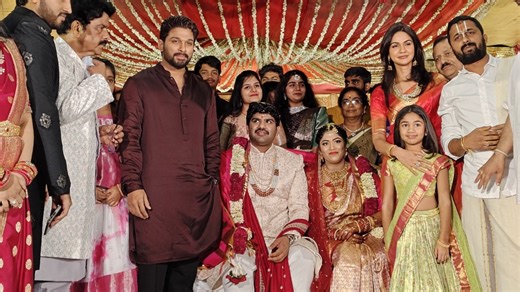Allu Arjun attends family wedding with wife Sneha and daughter Arha. Pics, video