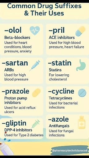 1.7K views · 30 reactions | Common Drugs Suffixes and there uses Follow Pharmacist Of The Future | Pharmacist Of The Future | Facebook
