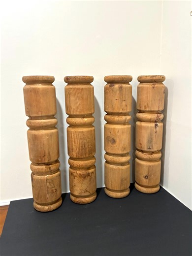 4 Vintage Pine Columns | 22.5" Tall | Wood Posts and Table Legs - Etsy