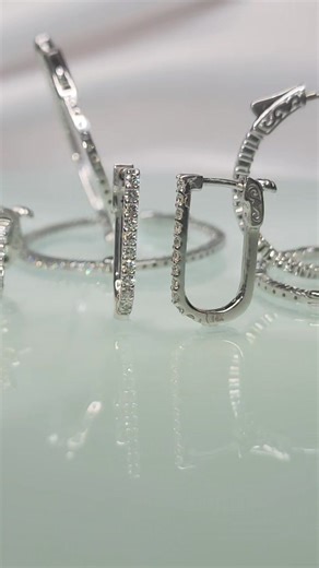 1.8K views · 44 reactions | Lab Diamond Hoops! Clean White Diamonds!! Great quality with high end catches....(let us demonstrate the difference). Silver Dollar Size....Half Dollar size...huggies....rectangular... | Gold, Silver, and Diamond Store | Facebook