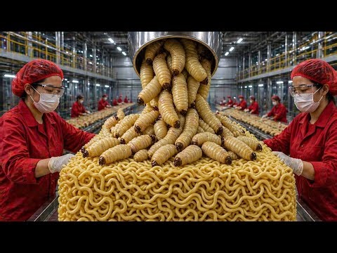 Inside the Coconut Worm Factory | How Fatty Worms Are Turned Into InstantNoodles (Full Process)