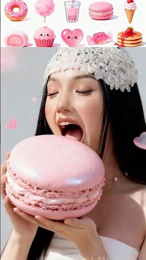 Eating Huge Pink Foods With a Beautiful Girl! 🍬#PinkChallenge #FoodMukbang #GiantFood