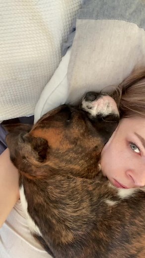 “I’ll cuddle you until you aren’t sad anymore mum” #fyp #foryoupage #boxer #depressedaudios #love #puppy #sad