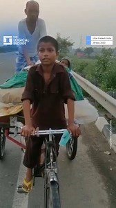 200K views · 5.3K reactions | Amid the coronavirus lockdown, an 11-year-old boy, Tabaarak, pedalled a cart for nine consecutive days to carry his parents from Uttar Pradesh’s Varanasi to their home village in Bihar’s Araria. A video of the same has been shared extensively on social media where Tabaarak can be seen pedalling his rickshaw on a highway while his parents are sitting on the back of the cart. He reportedly covered a distance of 600 kilometres. | The Logical Indian | Facebook