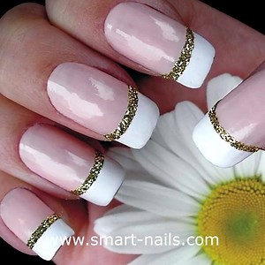 ) French & Glitter ( design made with the P001 nail art stencil from www.smart-nails. com | Smart Nails - Stencils