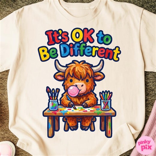 Its Ok Be Different Highland Cow PNG: Autism Awareness Sublimation Design (digital Download) - Etsy