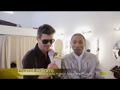 Robin Thicke, Pharrell On "Blurred Lines" Music Video Set