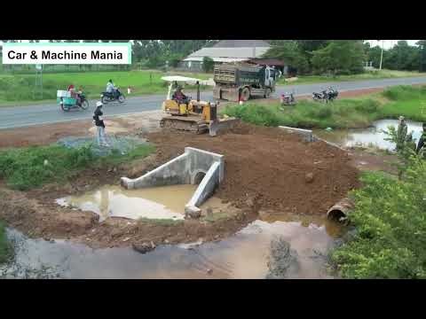 "Countryside Transformation Begins! Bulldozers Backfilling Culverts #machine
