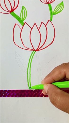Simple Lotus Flower Drawing | Easy Floral Art for Beginners Step by Step #lotusart #flowerpainting