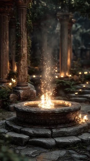 An ancient ritual site glows as fire rises from a stone altar. A grounded, atmospheric loop inspired by flame, earth, and quiet ritual. #fyp #livewallpaper #fire #wallpapers #nature #wallpaper #viral