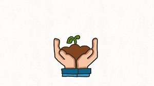 Download Animation of Human Hand Holding a Small Plant that is Growing for free