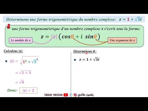 طريقة تحديد شكل مثلثي لعدد عقدي || Déterminer une forme trinogonométrique d'un nombre complexe