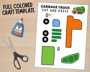 Printable Garbage Truck Craft | Earth Day Craft Activity | Garbage Truck Cut & Paste Paper Craft | Transportation Craft | PDF - Etsy