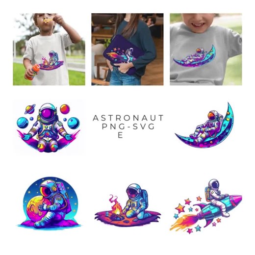 Astronaut Digital Art Bundle: Space Clipart, SVG, PNG, EPS - Etsy