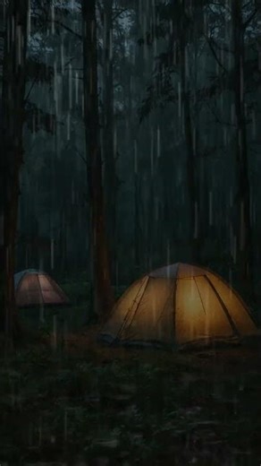 Thunder on the Tent Roof: Silent Night in the Forest Lodge #rainoundforsleep #rainforrest #camping