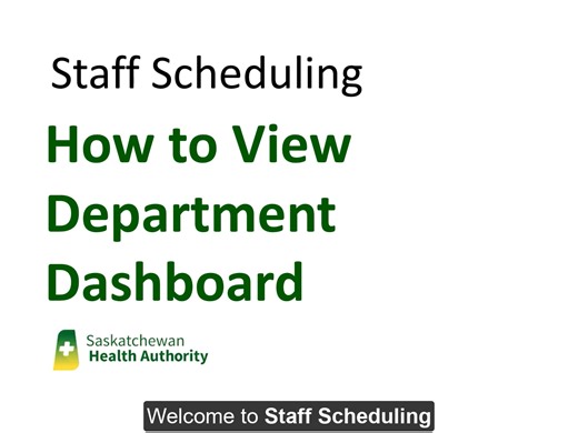 Staff Scheduling: How to View Department Dashboard