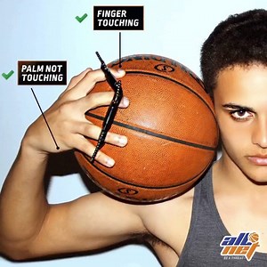 AllNet corrects the most common bad habits by forcing good form. Once you force your middle finger down on the ball, the arc lifts your palm off the ball and gives you perfect form. The palm off the ball lets you shoot at your greatest shooting potential. You’ll see an improvement in your shot within just 15 minutes. Click the link in our bio to get yours today! | AllNet Shooter - Improve your shot.