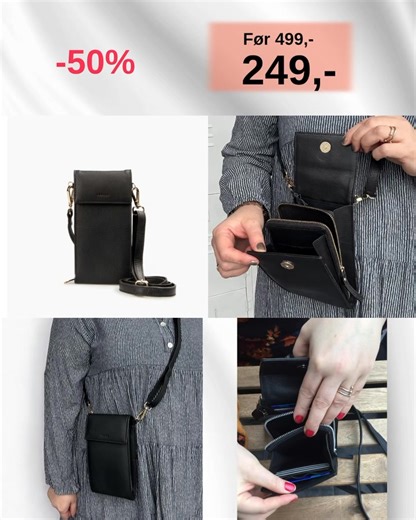 1.2K views | Har du set, at du nu kan købe Lucy mobiltasken halv pris 朗 Før 499,- NU KUN 249,- ➡️ https://frejaskind.dk/mobilhangers-covers/1849-Lucy-mobiltaske-i-sort-skind-til-stor-mobil-kort-mm-Treats-5703003052094.html Tasken har indvendige lommer til kreditkort , plads til mobilen mm. Den er lavet af kalveskind. Den findes i sort /sølv og sort /guld udgave. | Freja Skind | Facebook