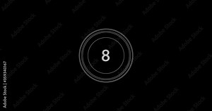 Animation of number 8, eight, for intro and titles, moving circles, animated font