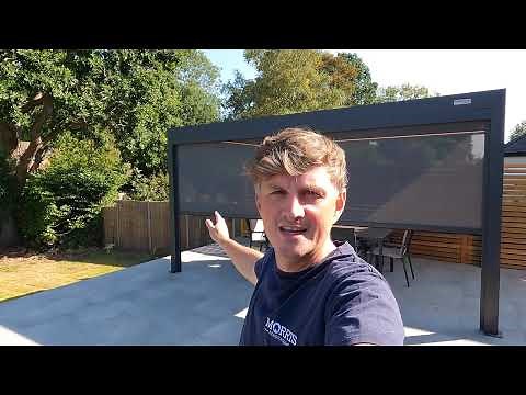 Installing my Pergolux Pergola with electric roof - LED lights | heater | guttering | Screen | DIY
