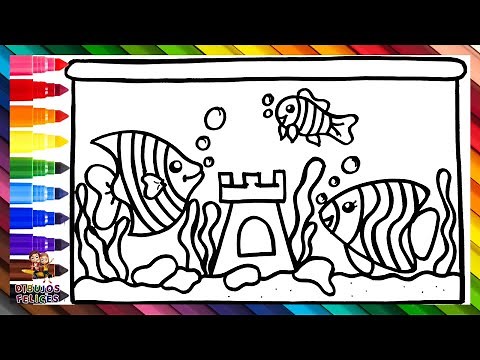 Dibuja y Colorea Una Pecera Con 3 Lindos Peces 🐠🐟🐠🌈💦 Dibujos Para Niños