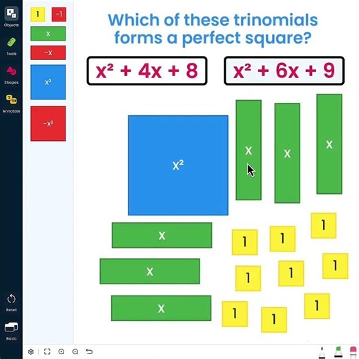 🟦 Algebra Tiles Are an Excellent Tool to Make Perfect Square Trinomials Visual for Your Students! 👀